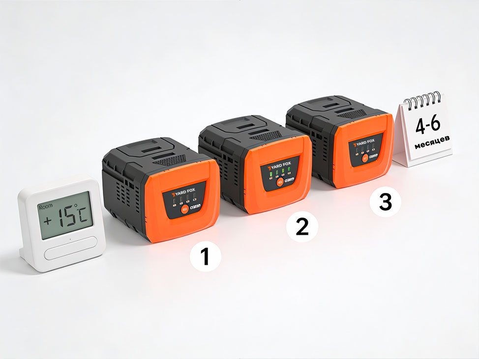 Итоговые правила хранения аккумулятора садовой техники