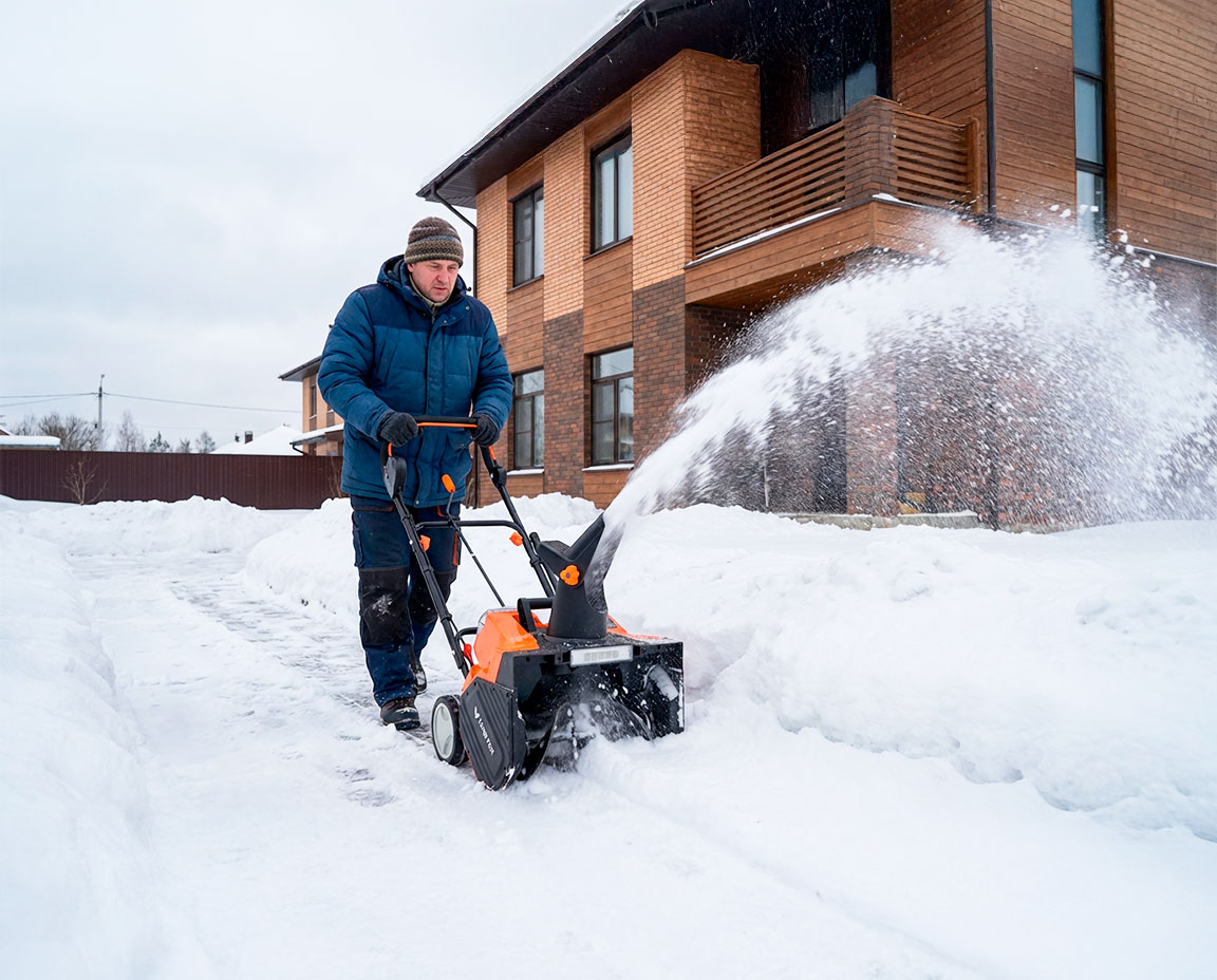 Электрический снегоуборщик YARD FOX для уборки снега на даче до 8 соток